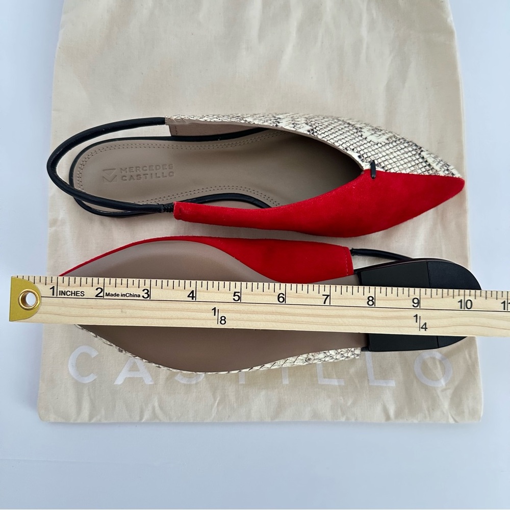 Mercedes Castillo Evetta Slingback Flats in Red + Snake Print | 8M EUR 38 | NWOT - Picture 10 of 13